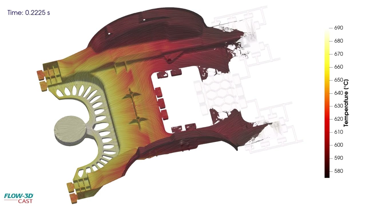 Simulation of a gigacasting part with FLOW-3D CAST