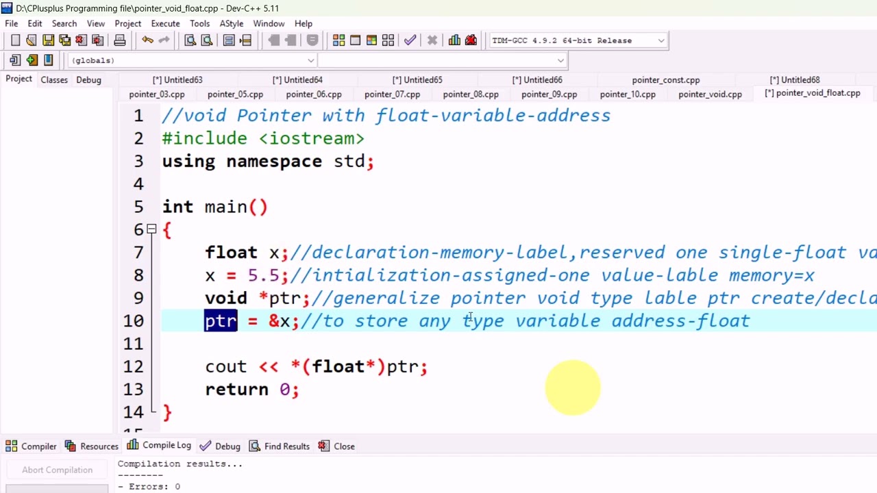 Lecture:81| pointer| void pointer for float type variable| declaration & initialization |Pashto