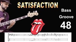 SATISFACTION  (Rolling Stones) How to Play Bass Groove Cover with Score & Tab Lesson chords