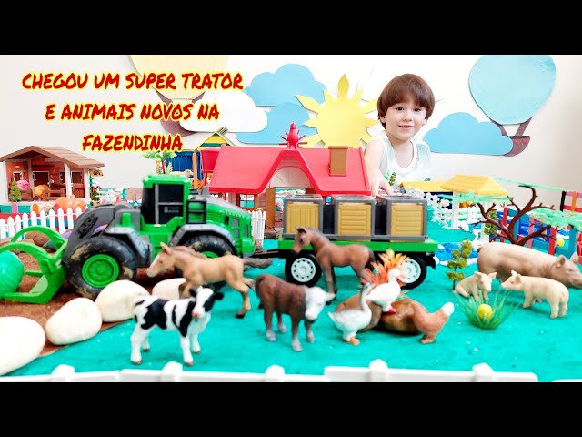 Fazendinha de Brinquedo do Felipe | Plantando legumes | Boi Vaca Cavalo Trator  | Cow Horse Toy Farm class=