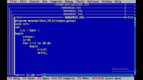Contoh Program Menampilkan 10 Bilangan Genap dgn Turbo Pascal || Logika & Algoritma