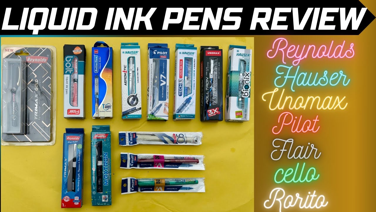 Top 7 Brands Roller Ball Pens (Liquid Ink Pens) Unboxing & Comparison YouTube