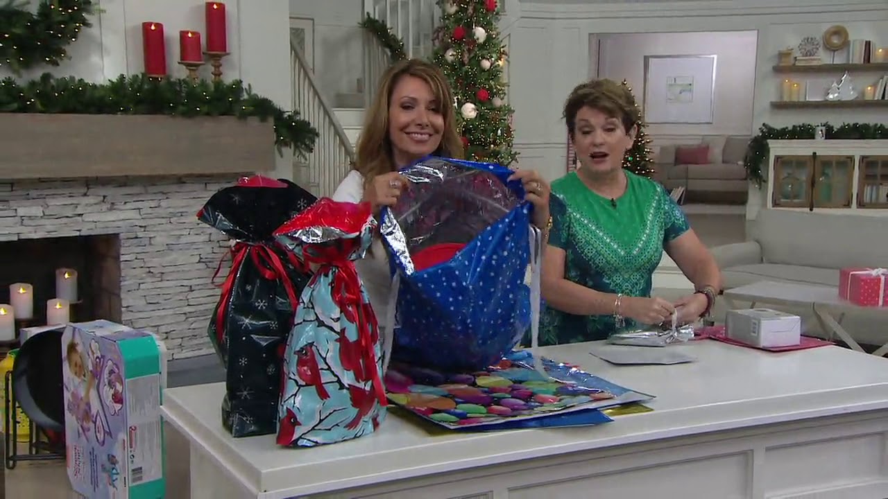 Kringle Express 60-Piece Drawstring Gift Bag and Tag Set on QVC