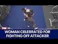 Florida woman who fought off attacker at gym honored for bravery