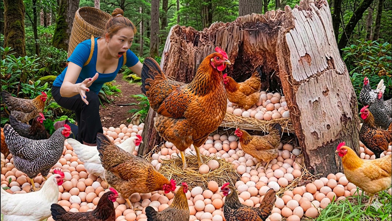 Wilderness Chicken Ranch Harvesting Wild Jungle Chickens & Fresh Eggs – Big Market Sale ...