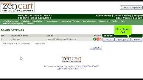 How to change your admin password in Zen Cart