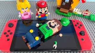 Lego Mario enters the Nintendo Switch to help Luigi! Can he do it? Mario Odyssey Story #legomario