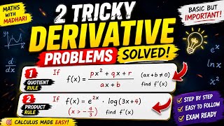 2 Tricky Basic Derivative Problems Solved in Minutes | Quotient Rule & Product Rule | Calculus