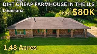 Dirt Cheap Farmhouse With Land in Louisiana | 1.48 Acres & Brick Home For Under $80K