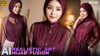 Ai Art - Beauty Maroon Night Dress Veil- #Hijab #Lookbook #269