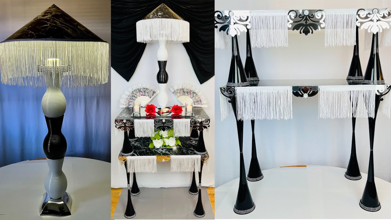 Japanese Inspired DIY Entryway Table & Lamp Using Dollar Tree Funnels