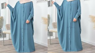 How to cut and sew beautiful butterfly abaya with front placket and button detail.