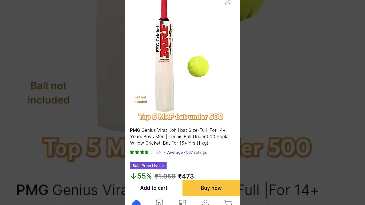 5 MRF Bat Under 500 Rs Youtube Sports Youtubeshorts Batsman