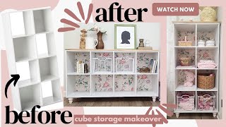 DIY cube storage makeover on a budget • BEST cube storage hack EVER • vintage little girls room