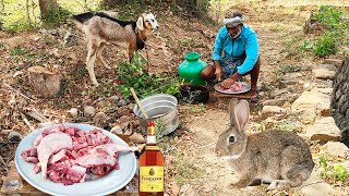ASMR=Rabbit gravy Recipe || Spicy Rabbit Gravy||Village Style Village MAN COOKING AND EATING