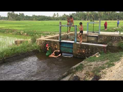 Bocah mandi di kali dan sungai