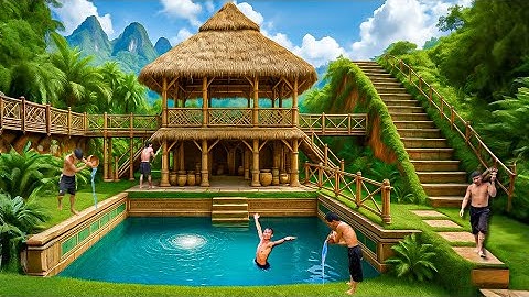 150 Days Building a Bamboo Shelter with an Underground Pool and Surviving Using Primitive Tools