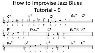 How to Improvise - Bb Blues - Tutorial for Tenor Sax -9 (Using 9th tension note on 7th chords)