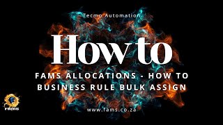 FAMS Allocations - How to Business rule Bulk Assign