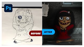 Transforming my daughter's sketch into a Digital Image using Photoshop 2021 screenshot 1