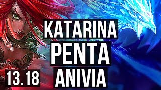 KATARINA vs ANIVIA (MID) | Penta, 25/3/3, Legendary, 900K mastery | TR Diamond | 13.18