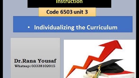 Individualizing the Curriculum, Curiculum Development and instruction, Code 6503, Unit 3, By Dr Rana