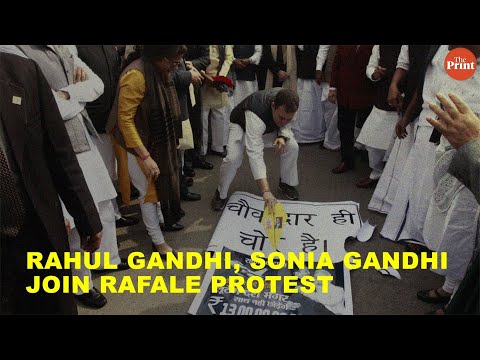 Rahul Gandhi, Sonia Gandhi join protest against the Rafale deal outside Parliament
