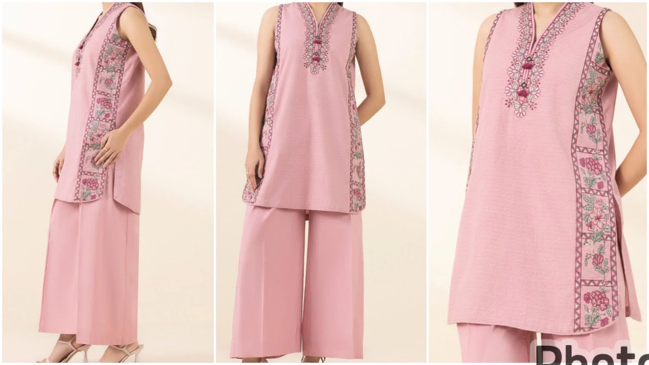How to design stylish kurti and sleeves design with embroidered boarder #stylishkurti 