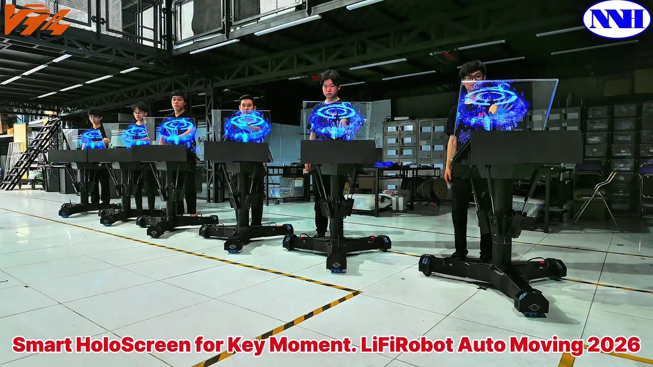 Smart Holo Screen mounted on a self-driving robot on stage