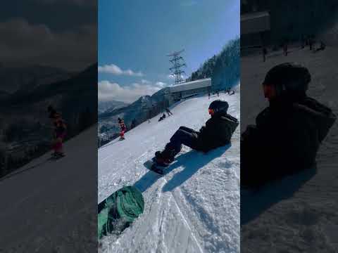 Snowboarding view from