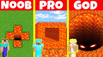 Minecraft Battle: NOOB vs PRO vs GOD: LAVA TUNNEL BUILD CHALLENGE / Animation
