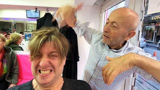 SHOULD I TELL MY BARBER IT HURTS? (Pink Barber Violent Head Massage RESET!) 🇹🇷👊 Unintentional ASMR