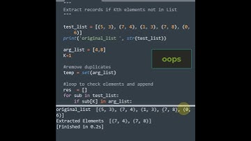 Extract records if Kth elements not in List of tuples #Shorts