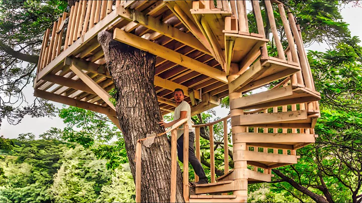 He Built a Secret Treehouse Deep in the Forest  - No One Knows It Exists! ( by ‪@ArtSportArtSport ‬)