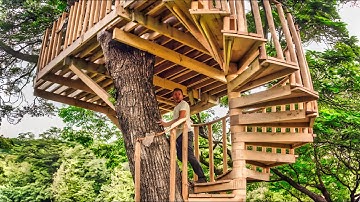 He Built a Secret Treehouse Deep in the Forest  - No One Knows It Exists! ( by ‪@ArtSportArtSport ‬)