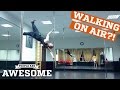 Walking on air! Amazing anti-gravity pole stepping!