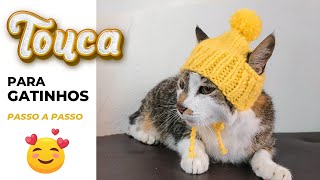 TOUCA PARA GATO | Passo a passo gorro com pompom para pet em tricô