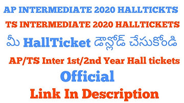 Inter Hall tickets 2020 AP &TS | Inter HallTickets AP/TS |