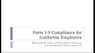 Webinar: form i 9 compliance for california employers