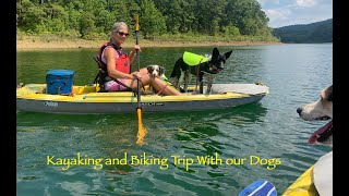 2 Dogs in one Kayak? First adventure! Camping & Biking, Himiway Fat Tire E-Bike. Crocs at the Lake?