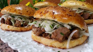 خبيزات معمرين بحشوة رائعة وخفيفة وديال تحميرةالوجه/Uzbek BURGERS Non kabob