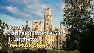 Mozart - Clarinet Quintet in A major, K.581 - II. Larghetto | Free Music Sheet