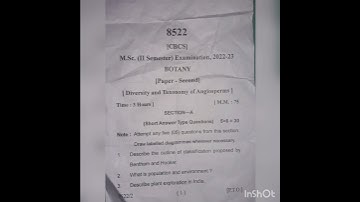 M.Sc. II sem, Paper (II) Diversity And Taxonomy Of Angiosperms #2023 #ku