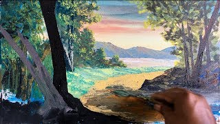 acrylic easy landscape scenery nature