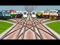 What Happened😱 8 Trains Crossing At Bumpy Forked Railroad Tracks -:- Train Simulator Classic