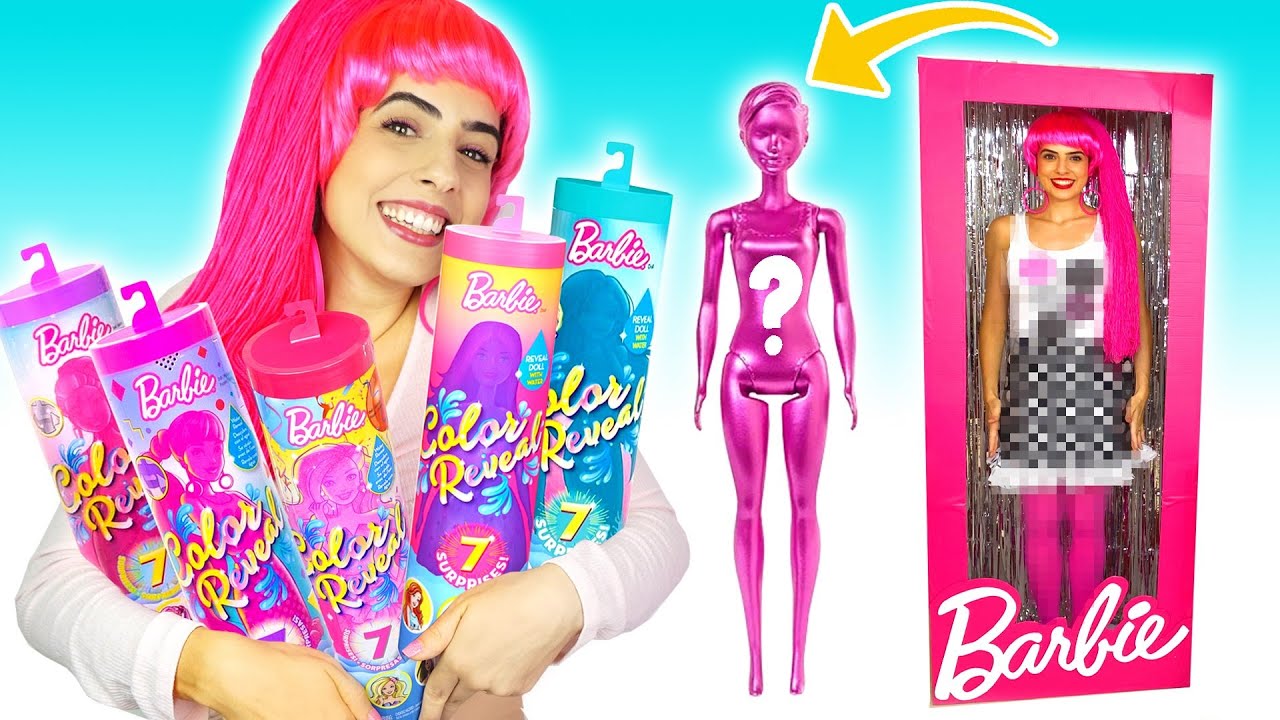 DIY FESTA BARBIE COLOR REVEAL! ABRI MUITAS e ME TRANSFORMEI EM UMA! Paula Stephania