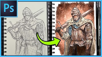 how to digitally color traditional art in Photoshop for digital painters