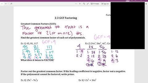 2.3 GCF Factoring (Video #1)