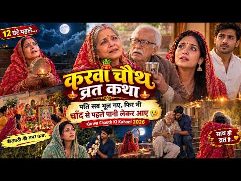 करवा चौथ व्रत कथा | पति सब भूल गए, फिर भी चाँद से पहले पानी लेकर आए 😢 | Karwa Chauth Ki Kahani 2026