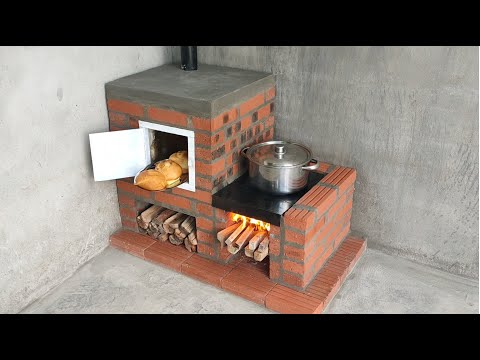 Make a new wood stove and oven - From red bricks and cement 